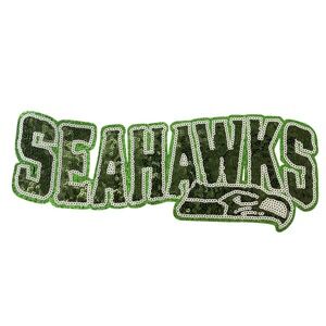 Seattle Seahawks Sequin Patch Large Green White NFL Football Fan Applique 10in